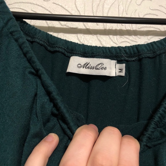 off the shoulders dark green maternity dress. - Picture 2 of 2